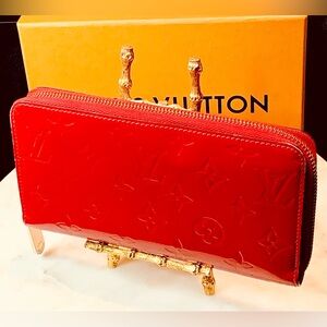LOUIS VUITTON ZIPPY MONOGRAM VERNIS WALLET ORGANIZER PATENT LEATHER ROUGE 2014